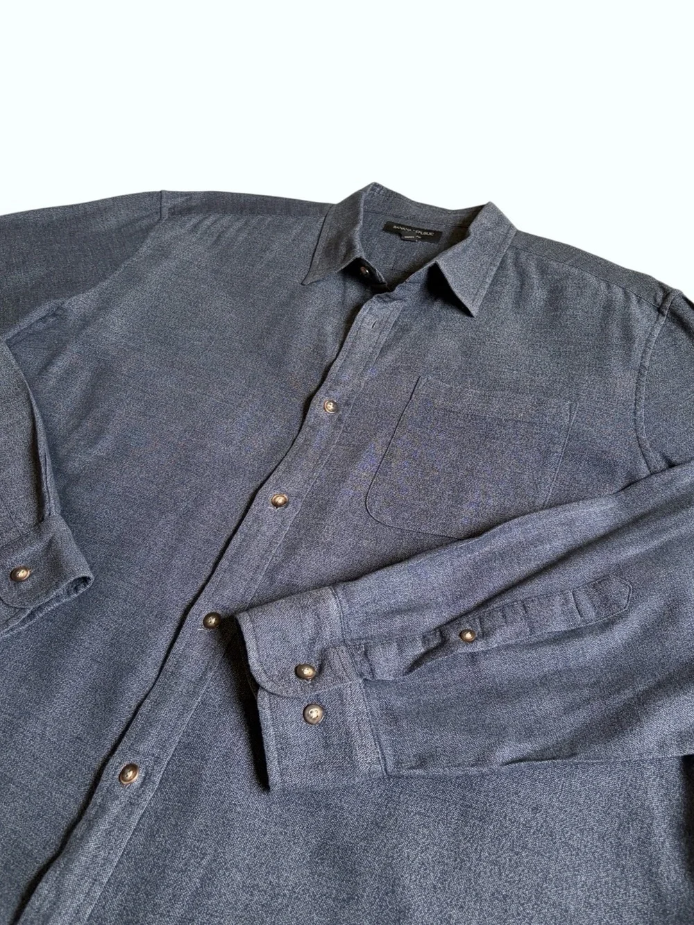Banana Republic Camden Standard-Fit Shirt Men's XL Heather Blue Preppy Coastal